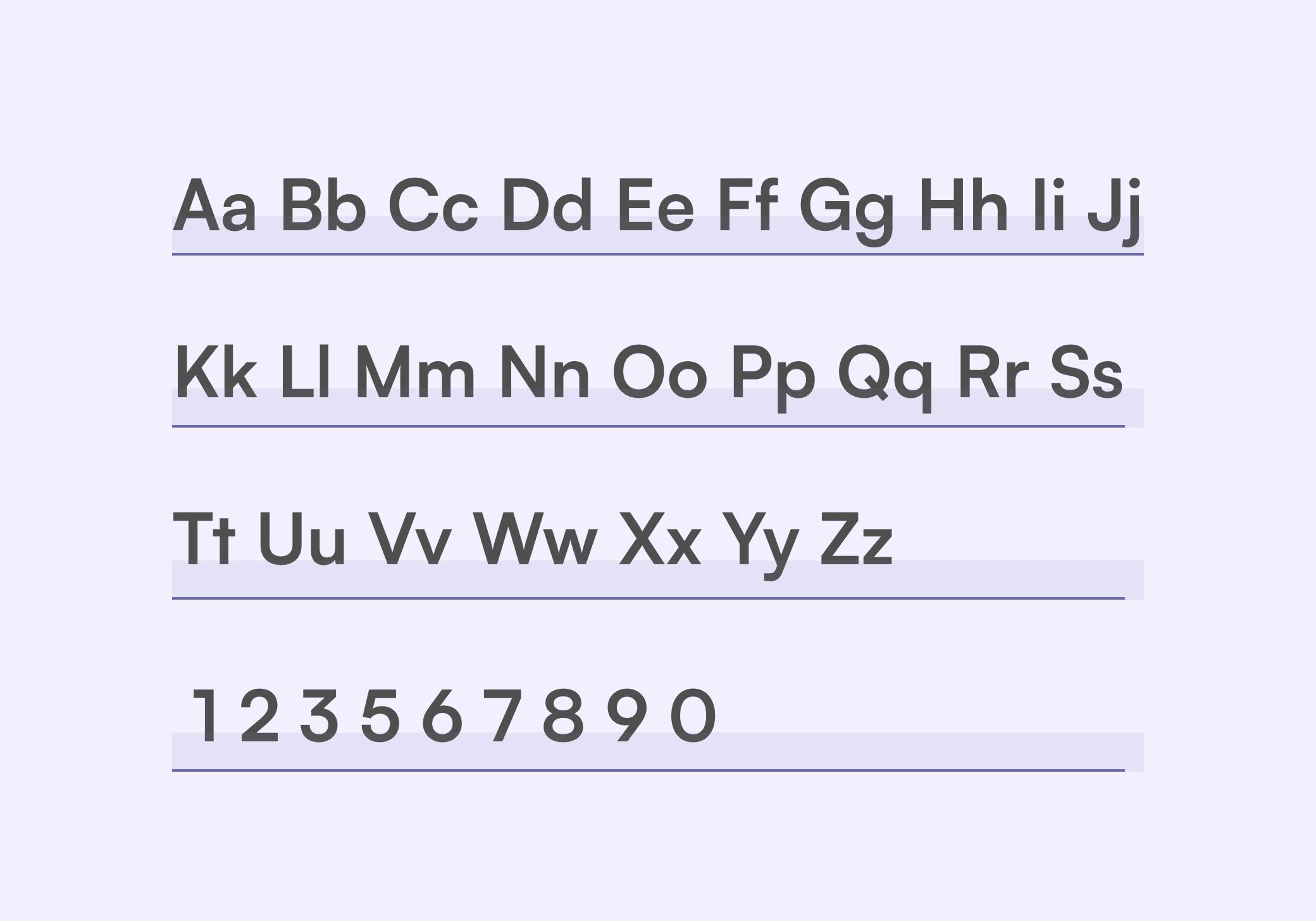 Satoshi — alphabet specimen Aa through Zz and numbers