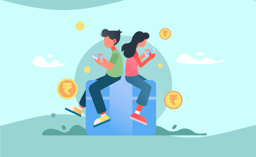 Referral concept illustration — friends earning rewards together