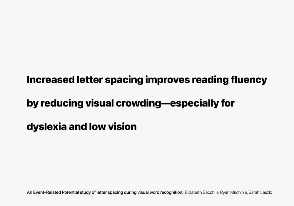 Research takeaway — Increased letter spacing improves reading fluency